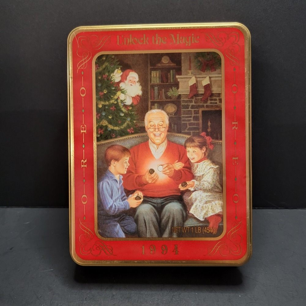 Nabisco Oreo Cookies 1994 Christmas Holiday Metal Tin Grandfather Remembers